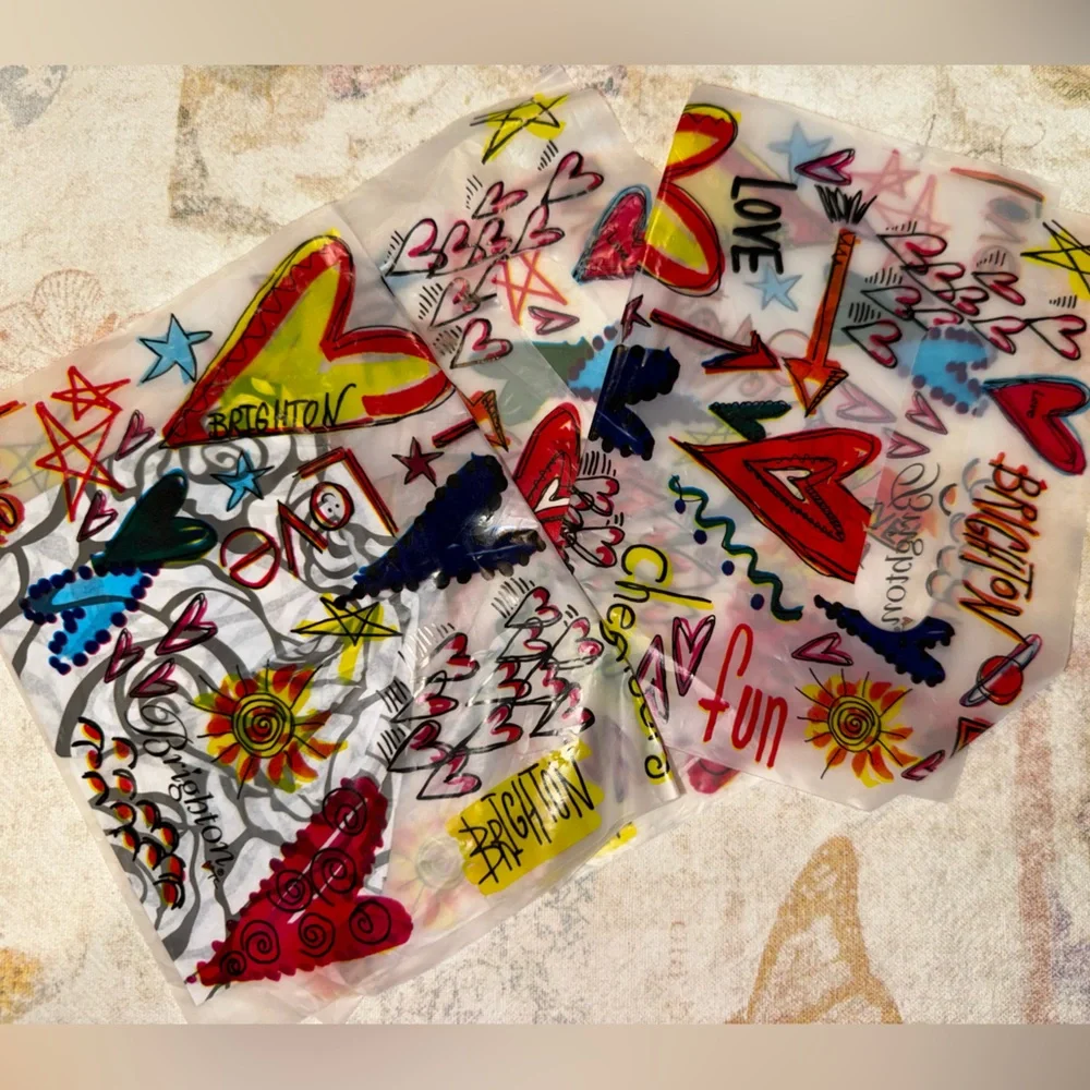 Brighton Multicolor Heart Clear Bags Set of 3– Red, Yellow, Blue, Pink